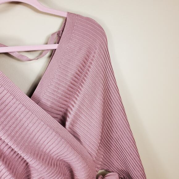 Love Tree Monica, Tie Front Long Sleeve Wrap Sweater in Light ClaySize L - Picture 3 of 10